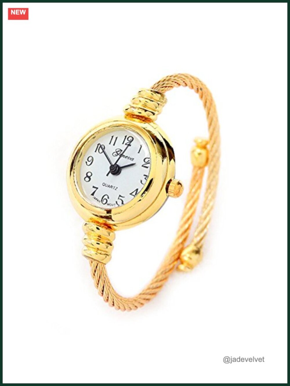 Gold Geneva Cable Band Bangle Watch Japan Quartz Small Wrist